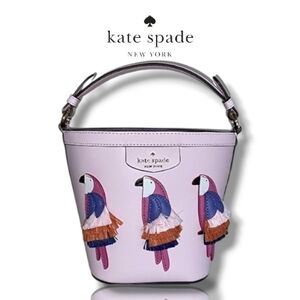 Kate Spade Pippa Flock Party Serendipity Pink Crossbody Bucket Bag WKRU6840